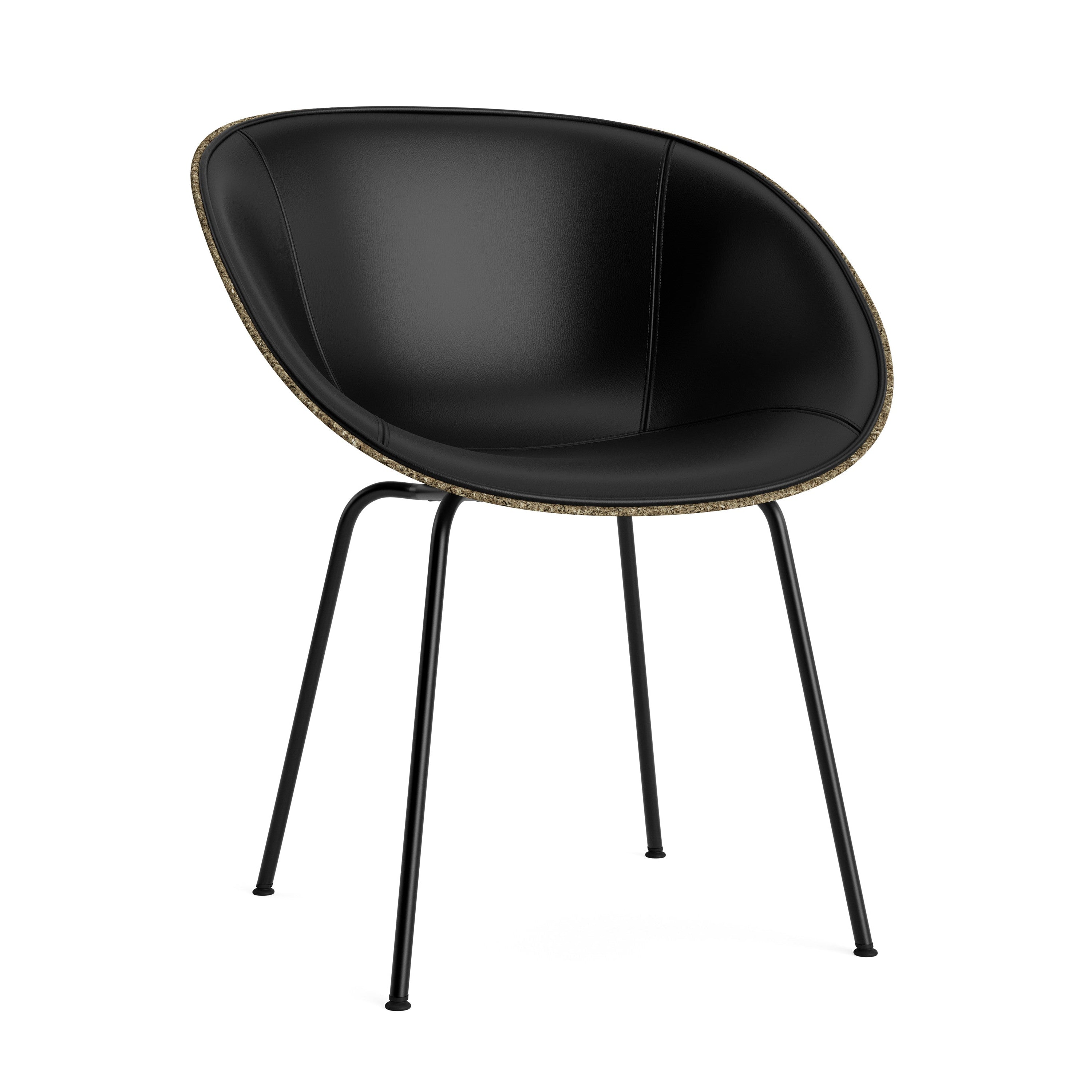 Armchair green upholstered chair with a black base