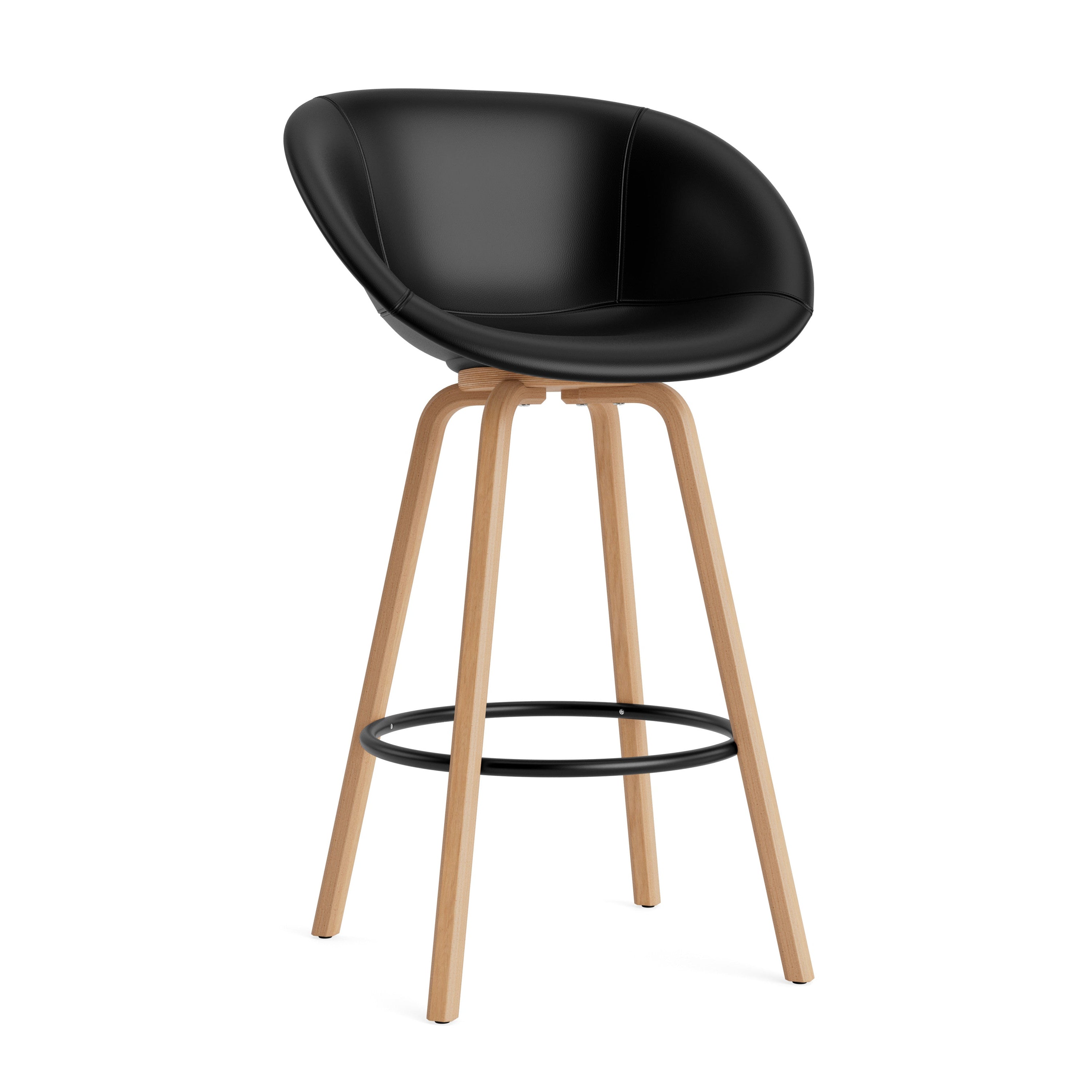 Čalouněné barové křeslo MAT s bukovou základnou