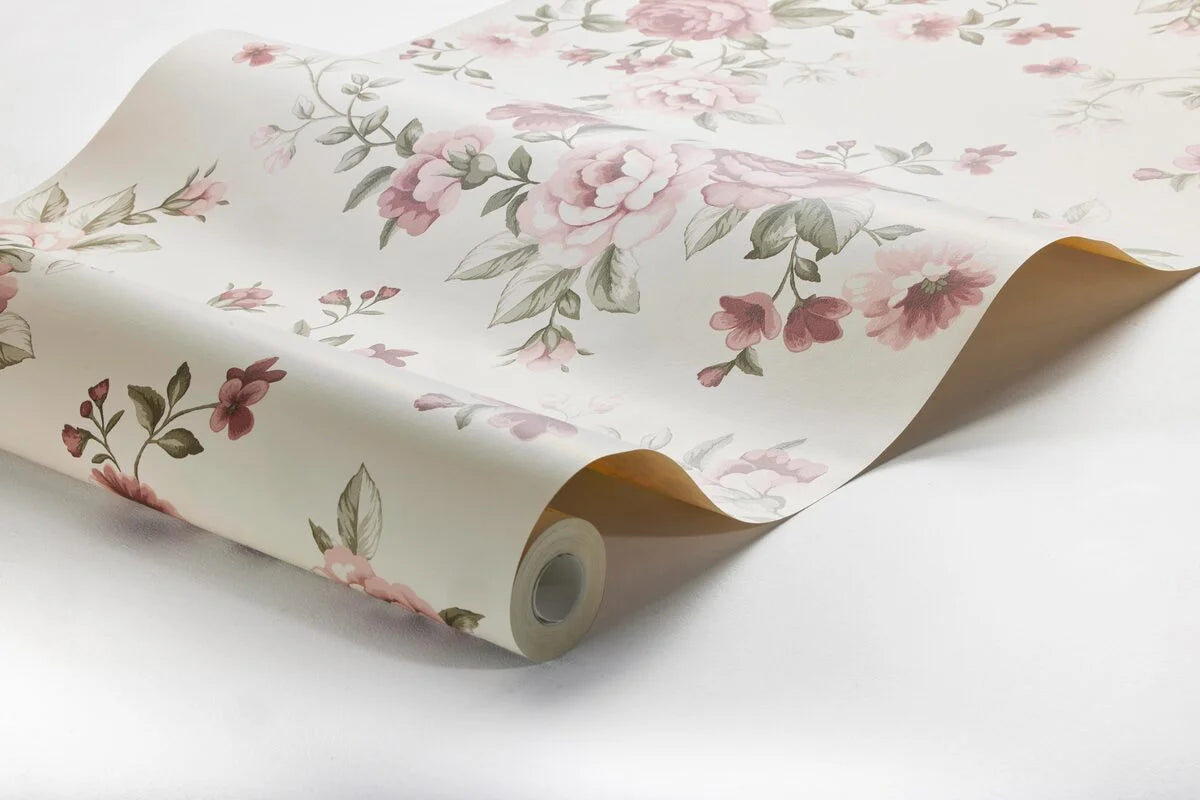 Tapeta s rostlinným motivem květin NOMI béžová
