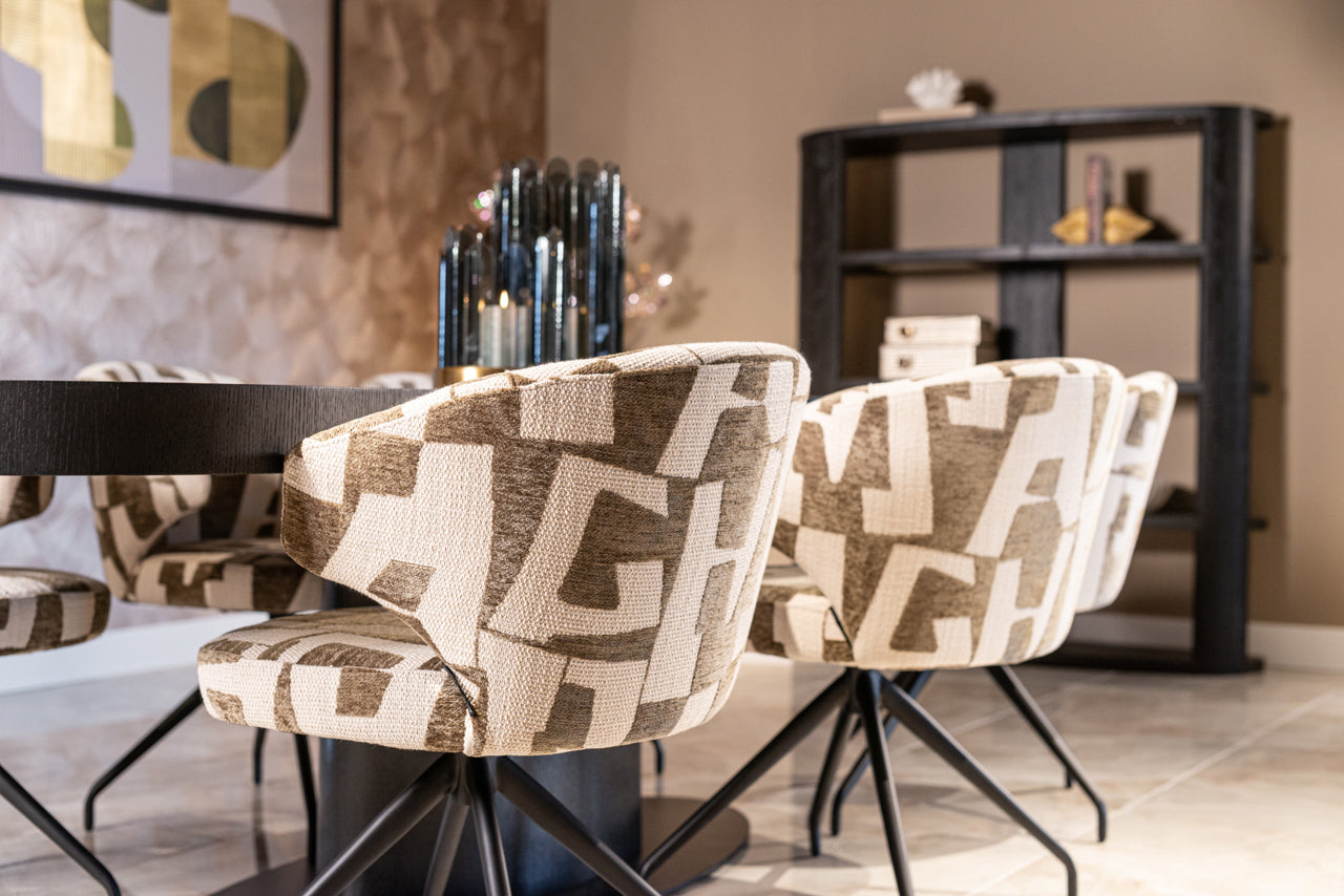 MILLY Cream Swivel Chair with Black Base