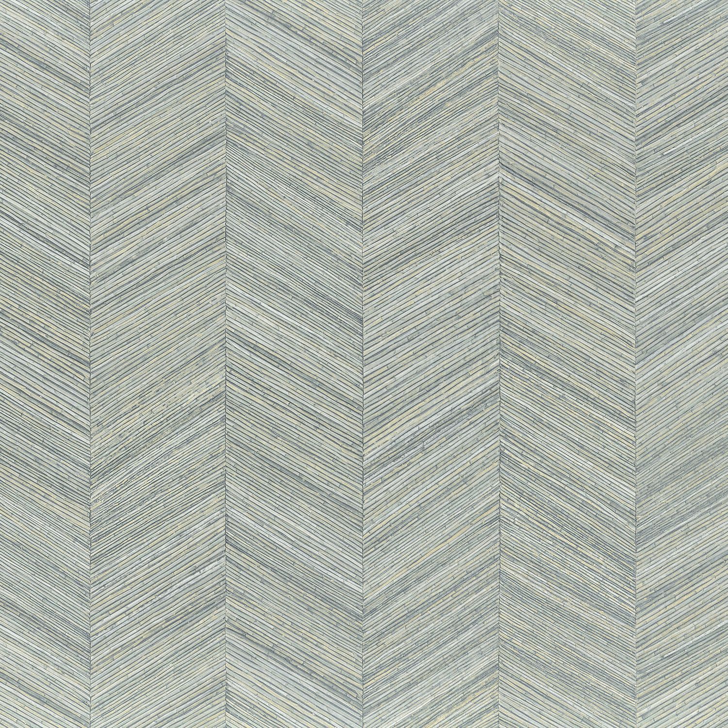 Strukturovaná tapeta geometrického vzoru napodobující dřevo s herringbone vzorem OCOTEA - OPALINE tlumená modrá