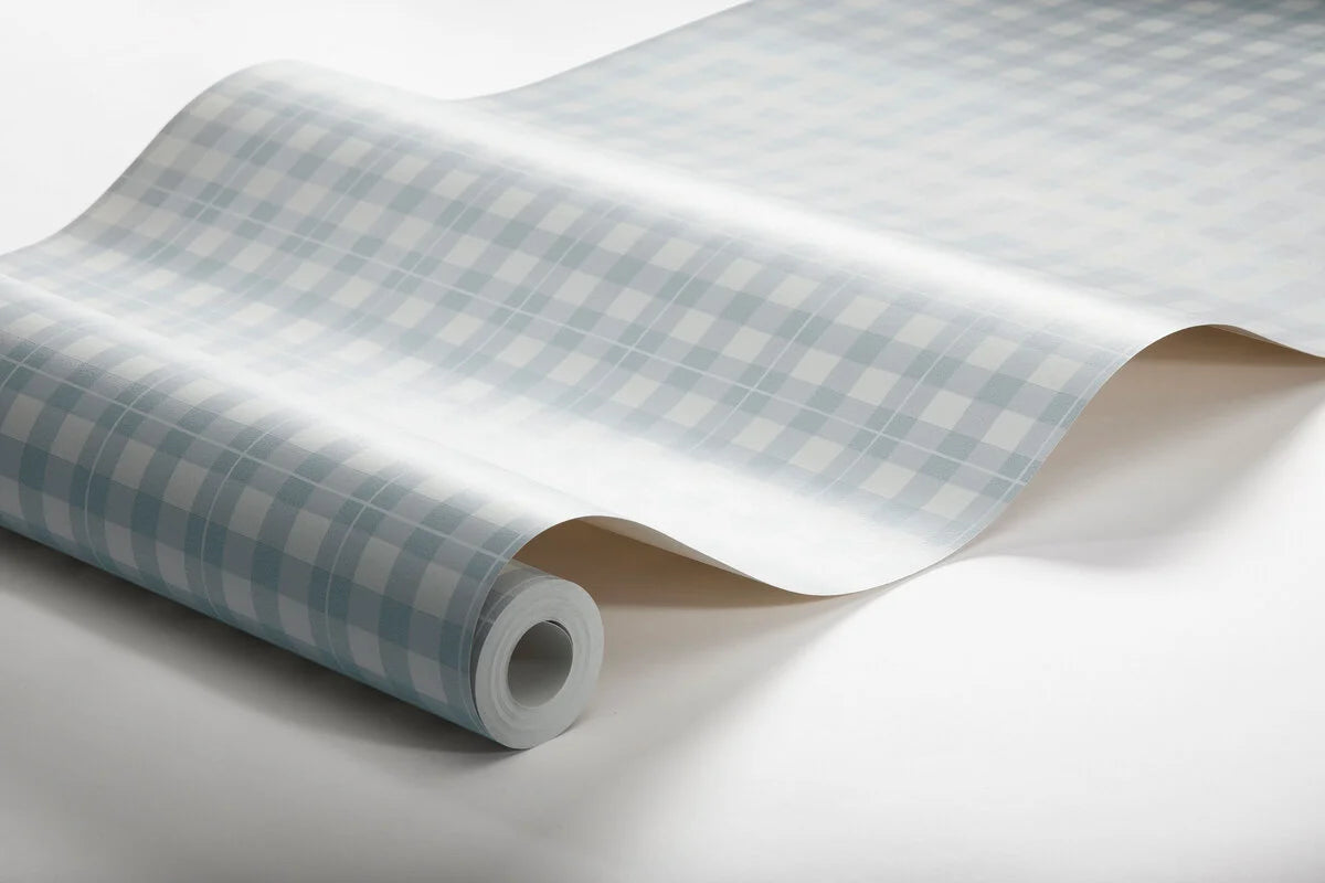 Tapeta s geometrickým vzorem v kostce FRIDA modrá s bílou