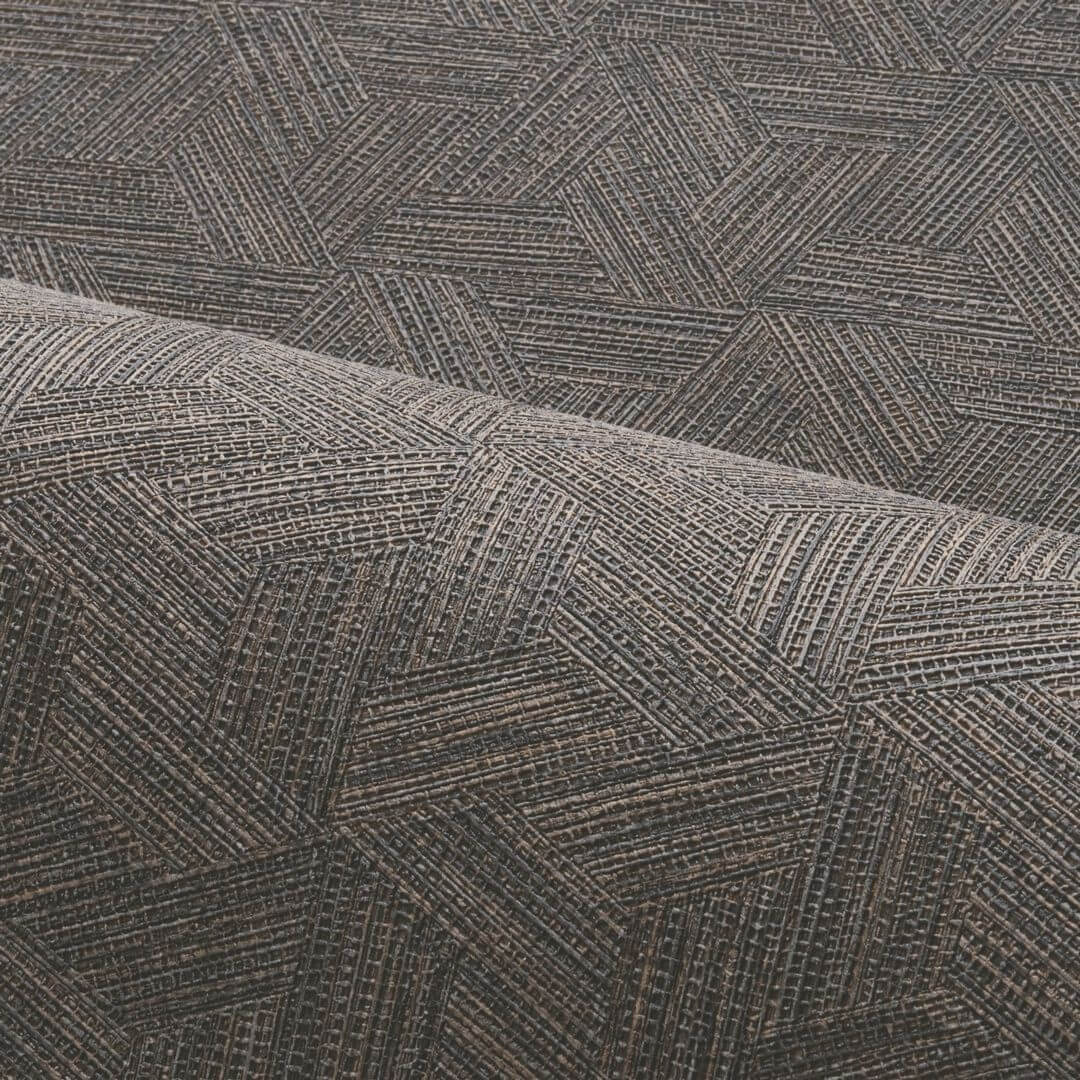 Tapeta strukturovaná geometrická inspirovaná listy banánovníku LINDU - NOIR černá