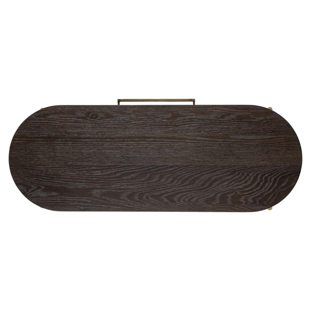 Konzole LUXOR tmavě hnědá s mosazným podstavcem