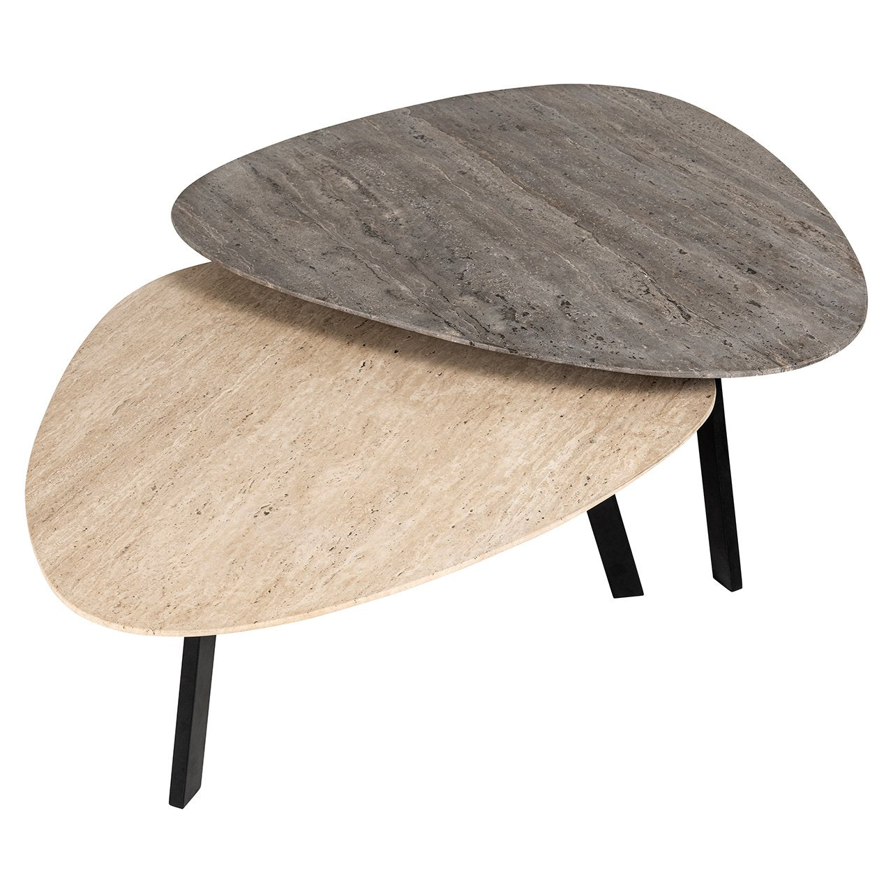 Sada konferenčních stolků SPENCER mramor a travertin