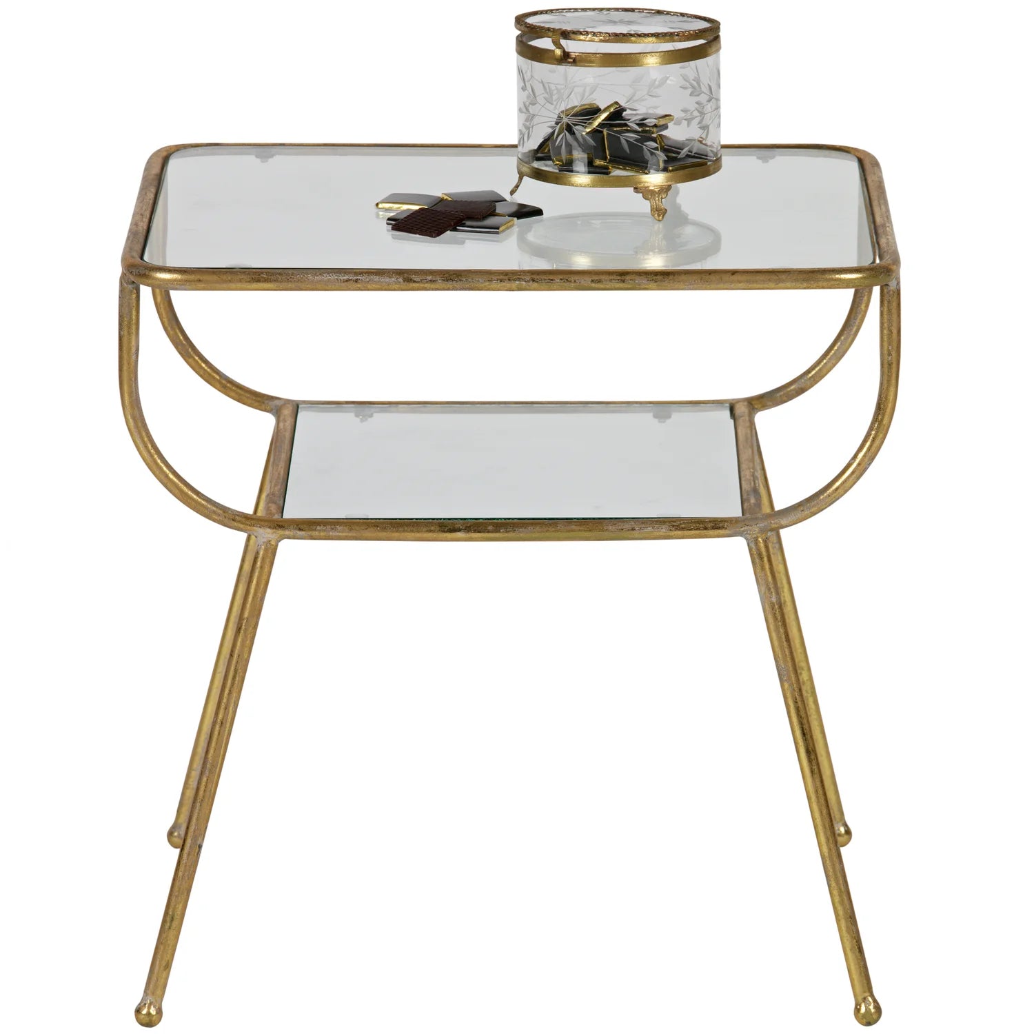 Amazing side table ancient brass with glass