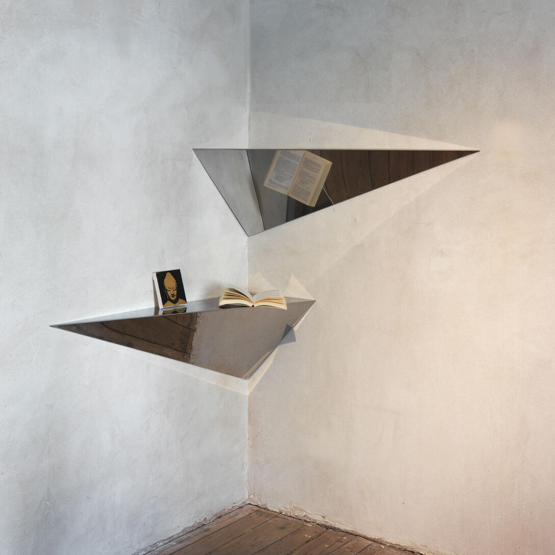 Levostranná polička HENRI ocelová