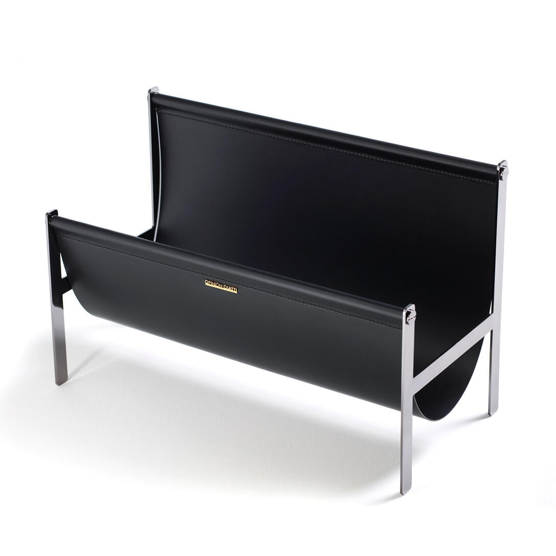 PORTARIVISTE newspaper stand black leather