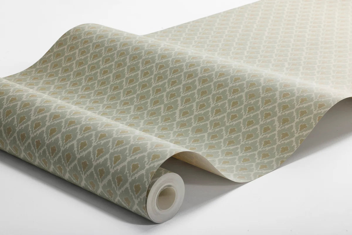 Non-woven paper wallpaper with geometric pattern SVEA green