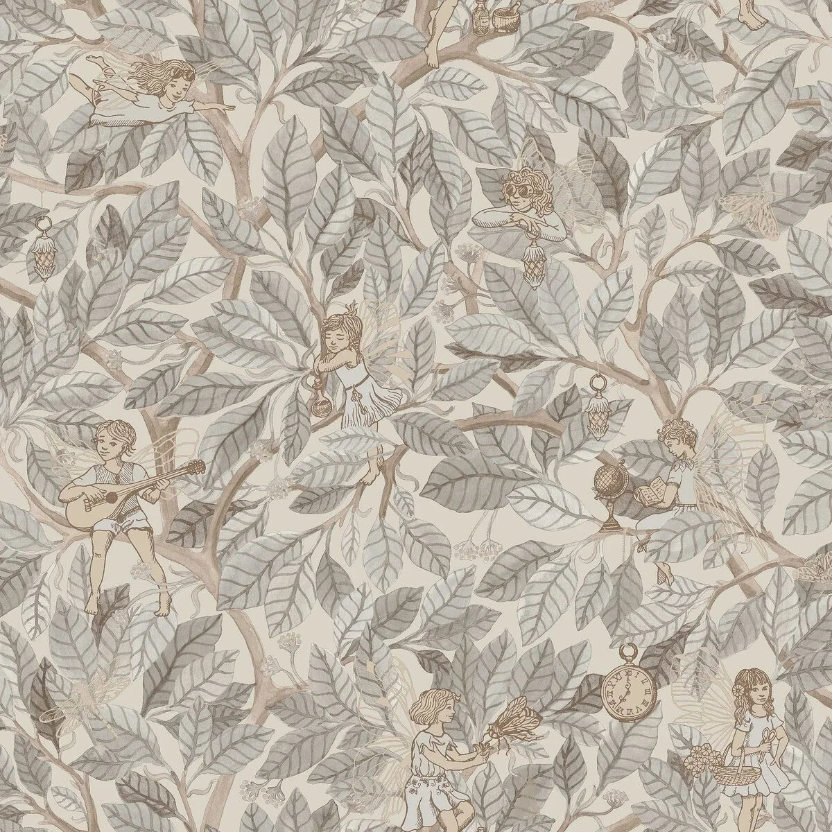Dětská tapeta s pohádkovým motivem víl FAIRIES béžová