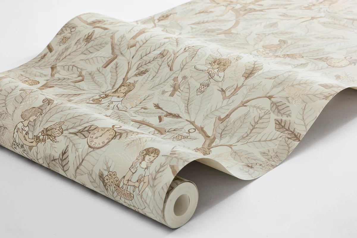 Dětská tapeta s pohádkovým motivem víl FAIRIES béžová