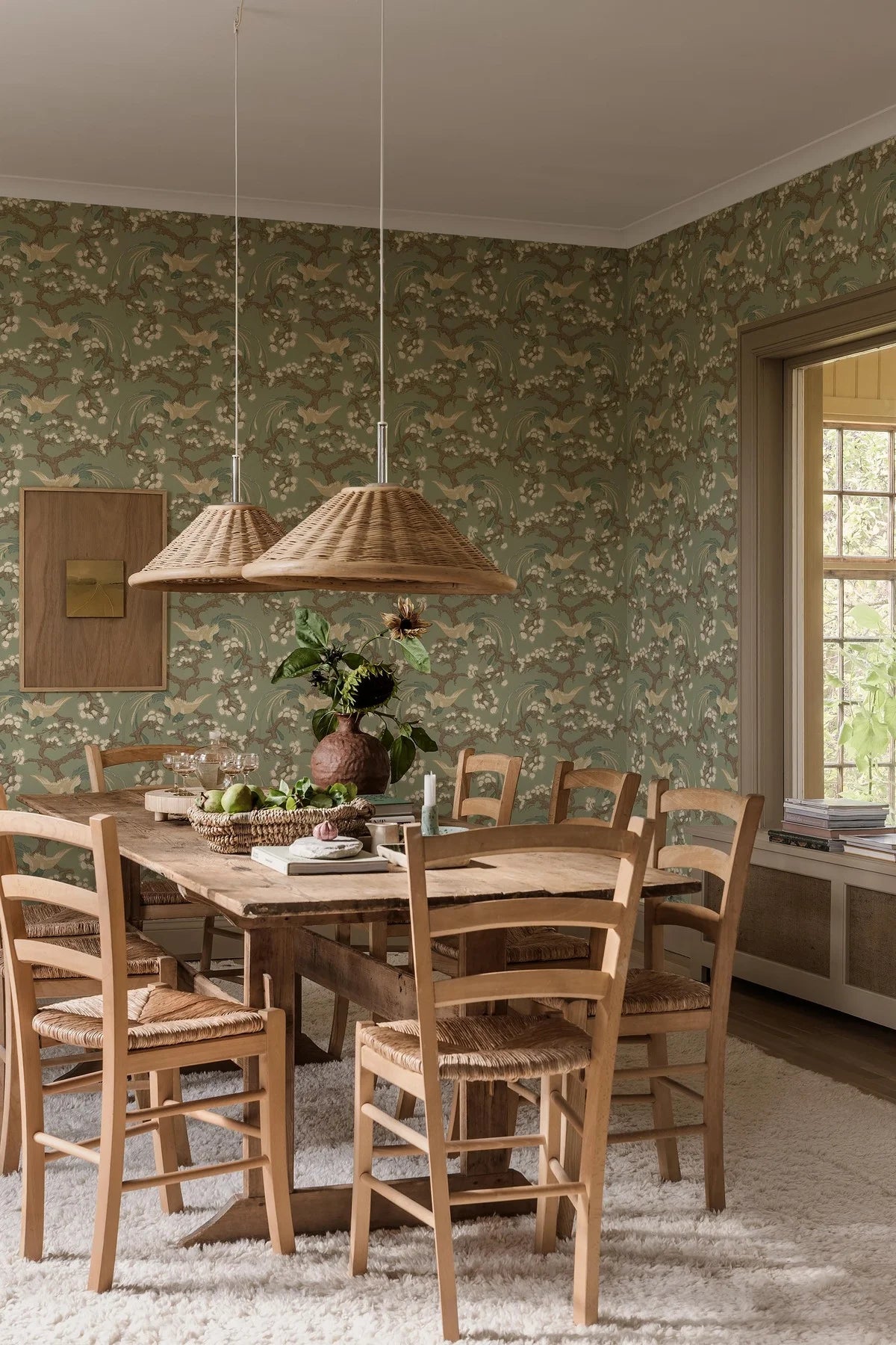 Tapeta s rostlinným a zvířecím motivem FENIX zelená