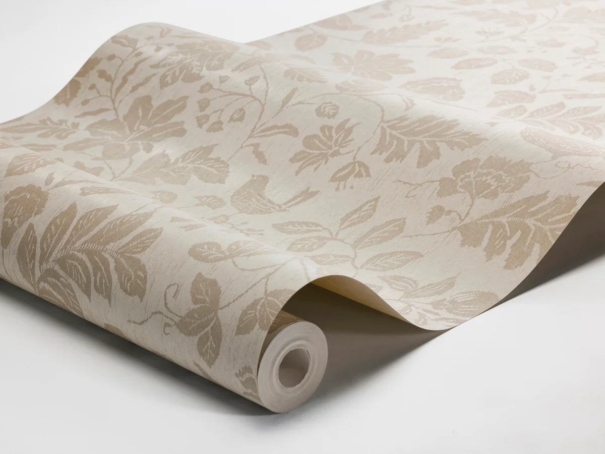 ISIDOR Beige Wallpaper with Plant and Animal Motif