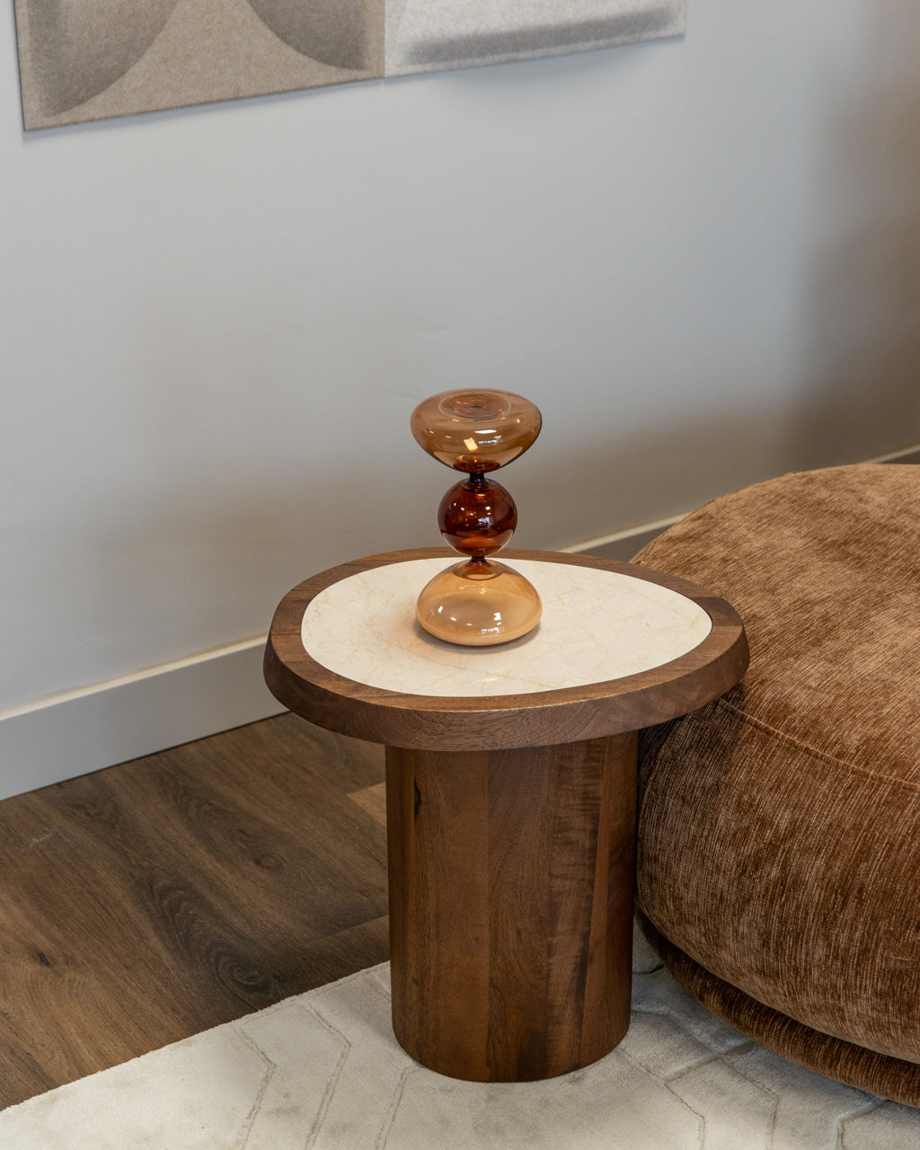 MELROSE Side Table in Mango Wood with Marble