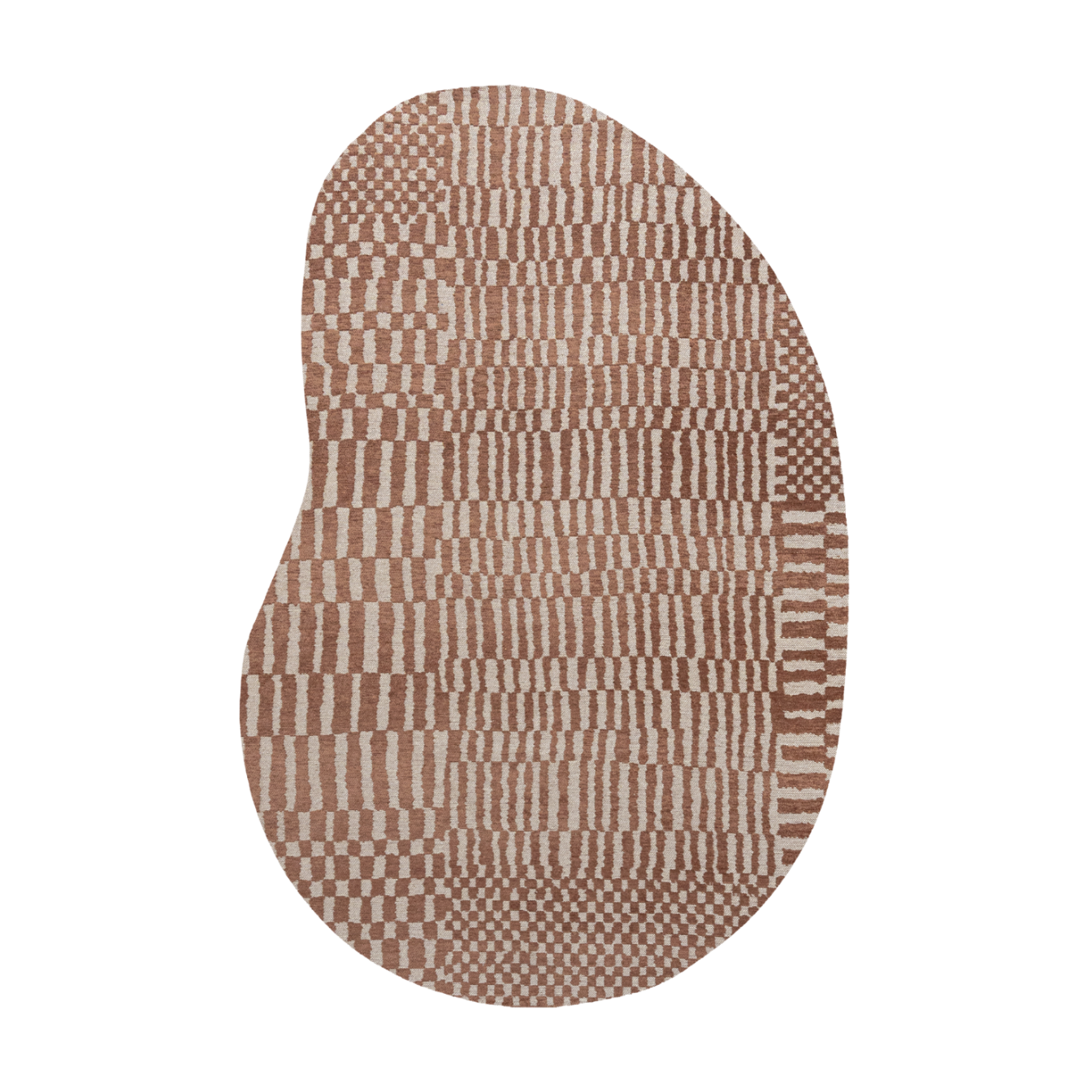 Oval Berber Ksar Rug in Brown with Beige