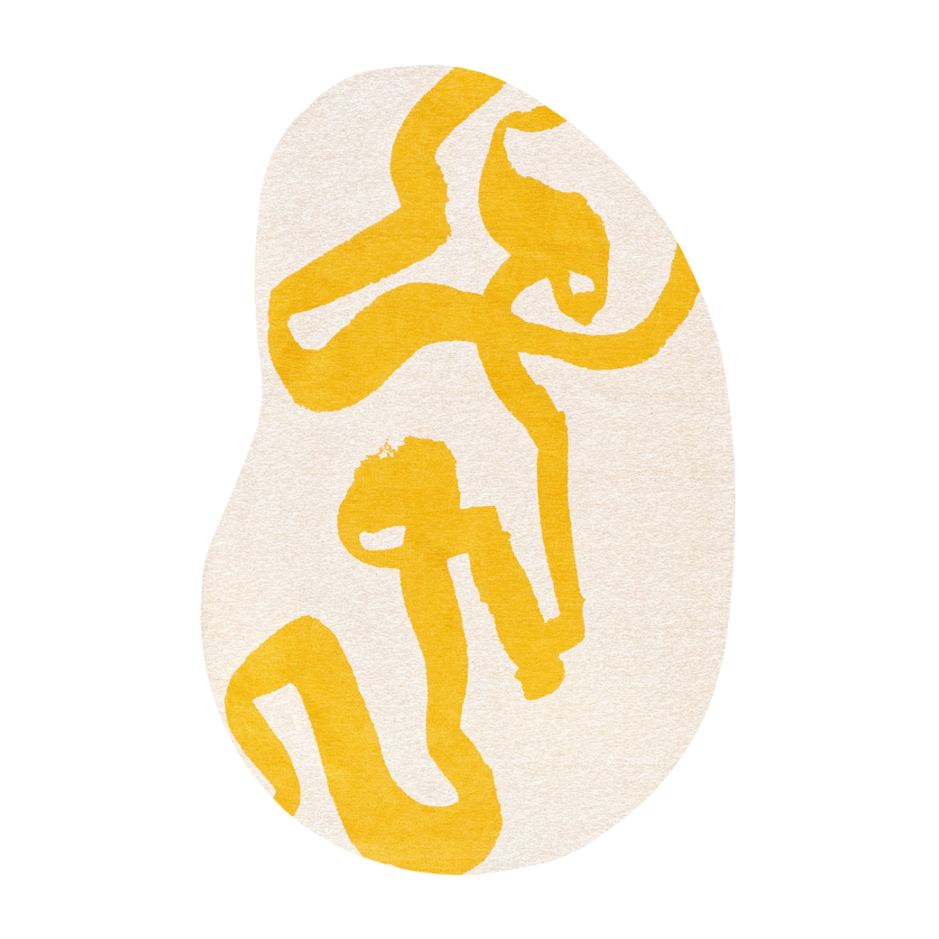 Oválný koberec RIBBON bílý se žlutou