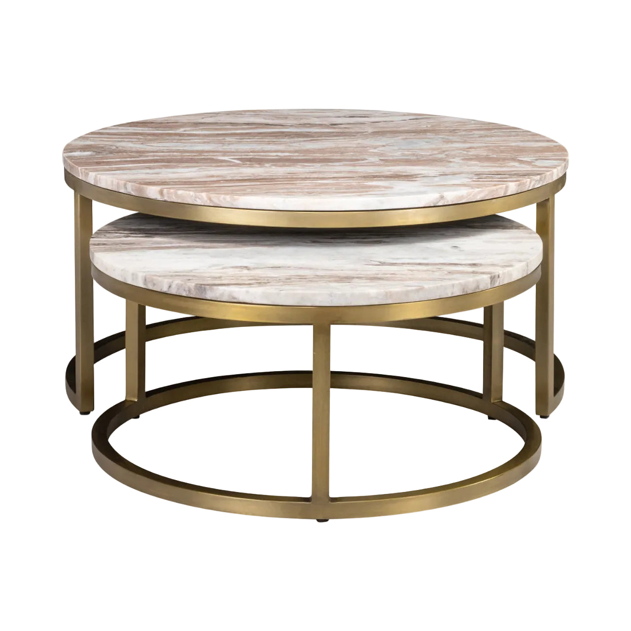 Sada konferenčních stolků BOTTEGA zlatá s mramorovou deskou