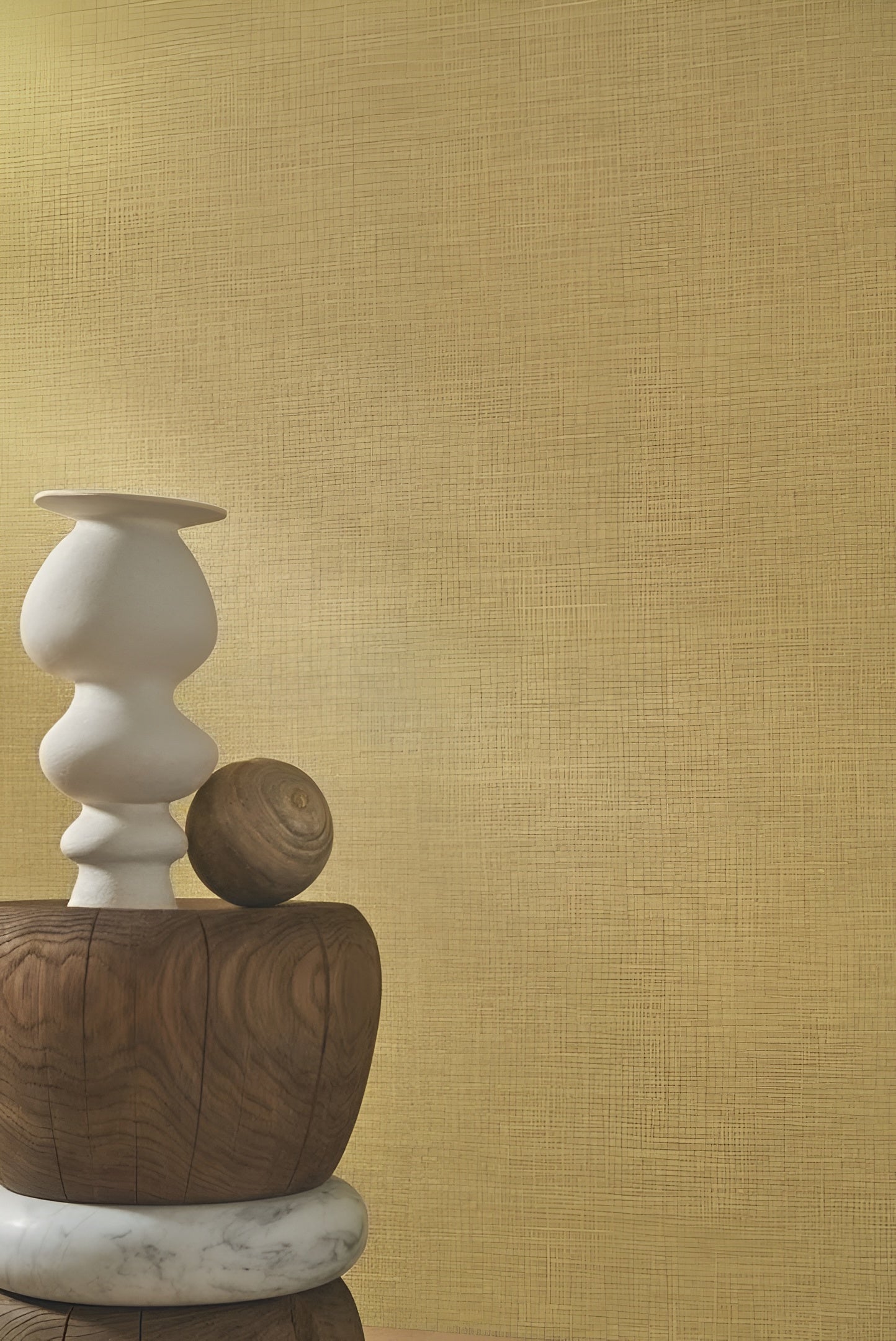 Tapeta se strukturou napodobující lněné plátno SHINOK - CHARTREUSE žlutozelená