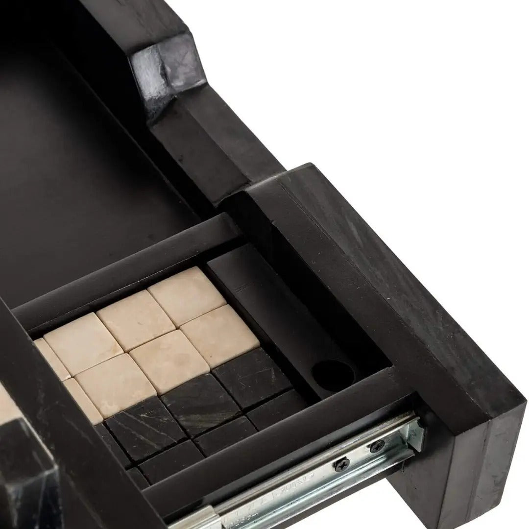 DAVOS black side table with built-in chessboard