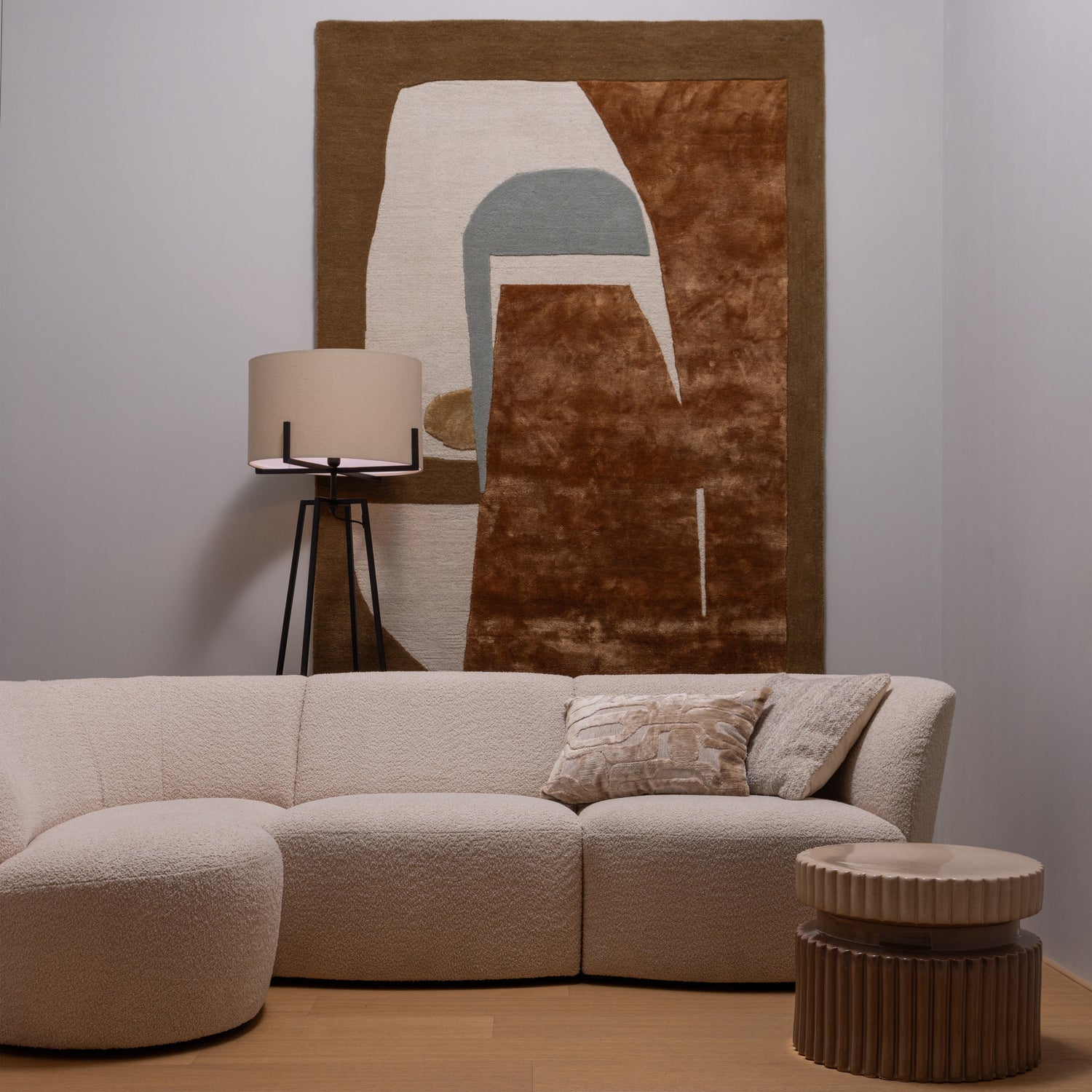 Left -hand corner Coco cream boucle