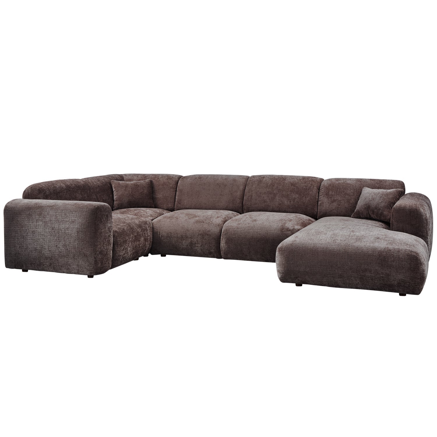 Left-facing panoramic corner sofa CLOUD in brown