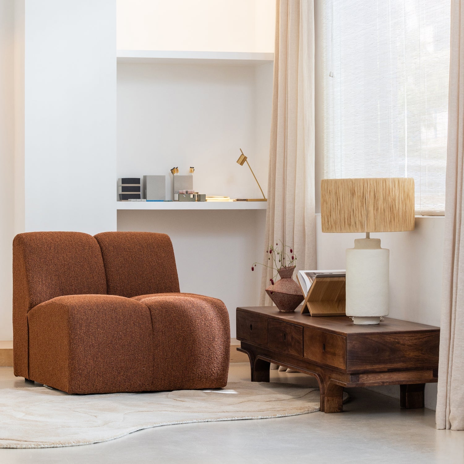 MOJO modular sofa - 1-seater brown bouclé