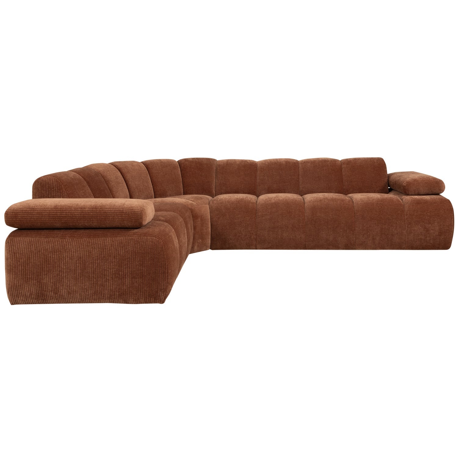 Left-facing modular corner sofa for 6 people MOJO in brown corduroy
