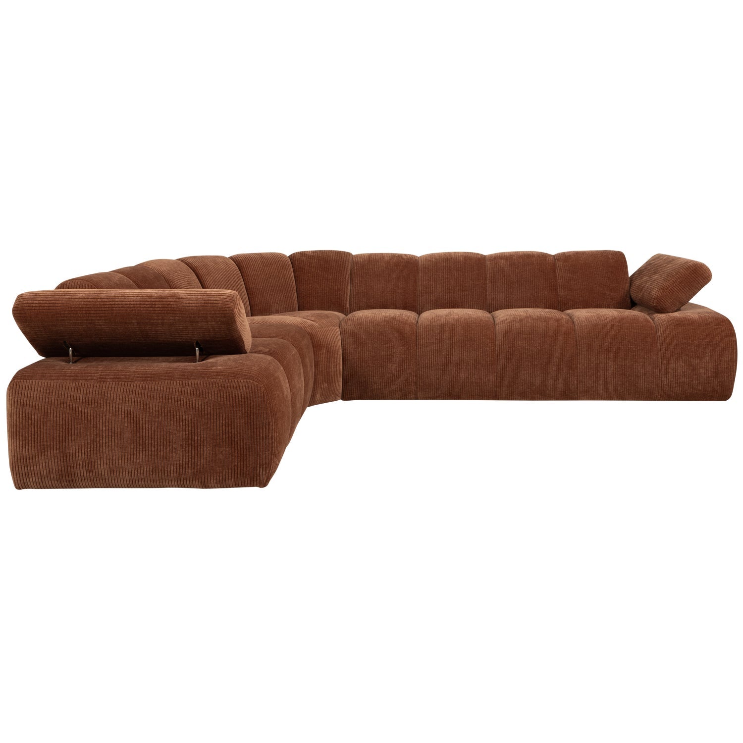 Left-facing modular corner sofa for 6 people MOJO in brown corduroy