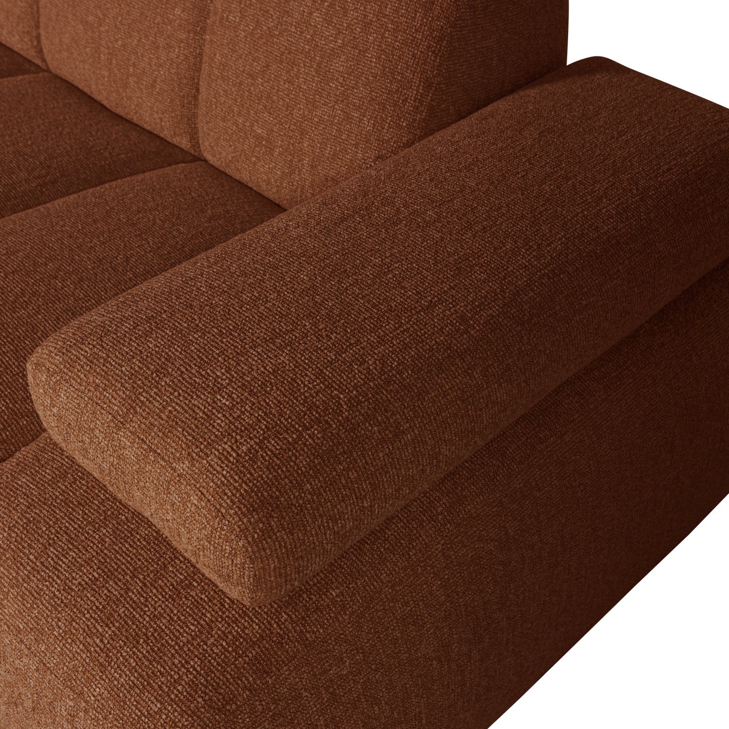 Right-facing modular corner sofa MOJO in brown bouclé