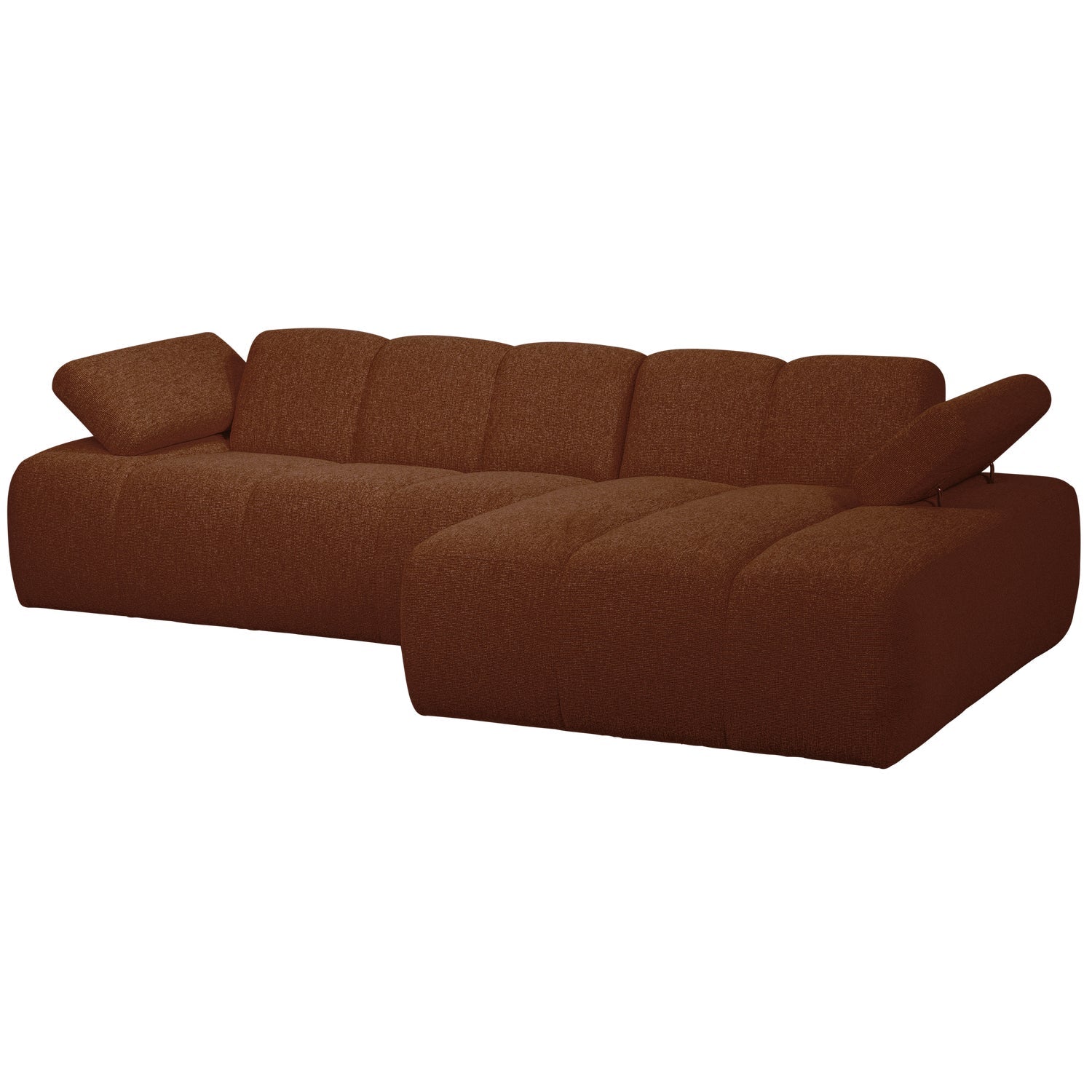 Right-facing modular corner sofa MOJO in brown bouclé