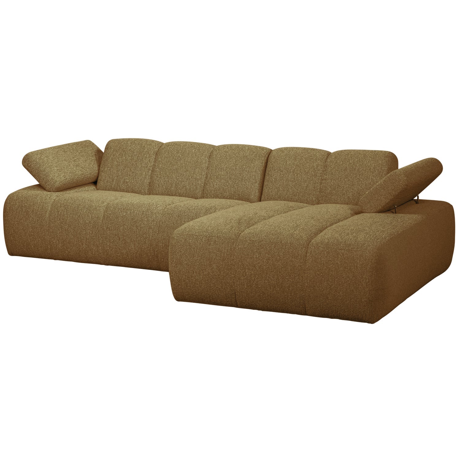 Right-facing modular corner sofa MOJO in dark honey bouclé