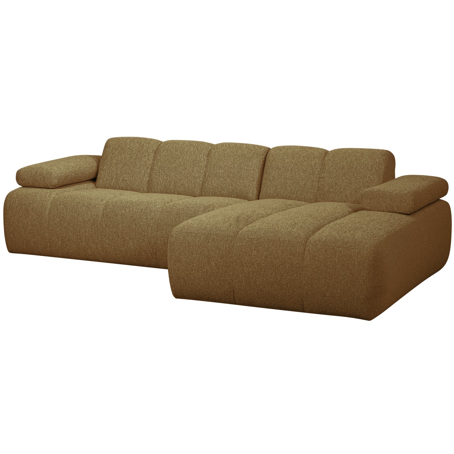 Right-facing modular corner sofa MOJO in dark honey bouclé