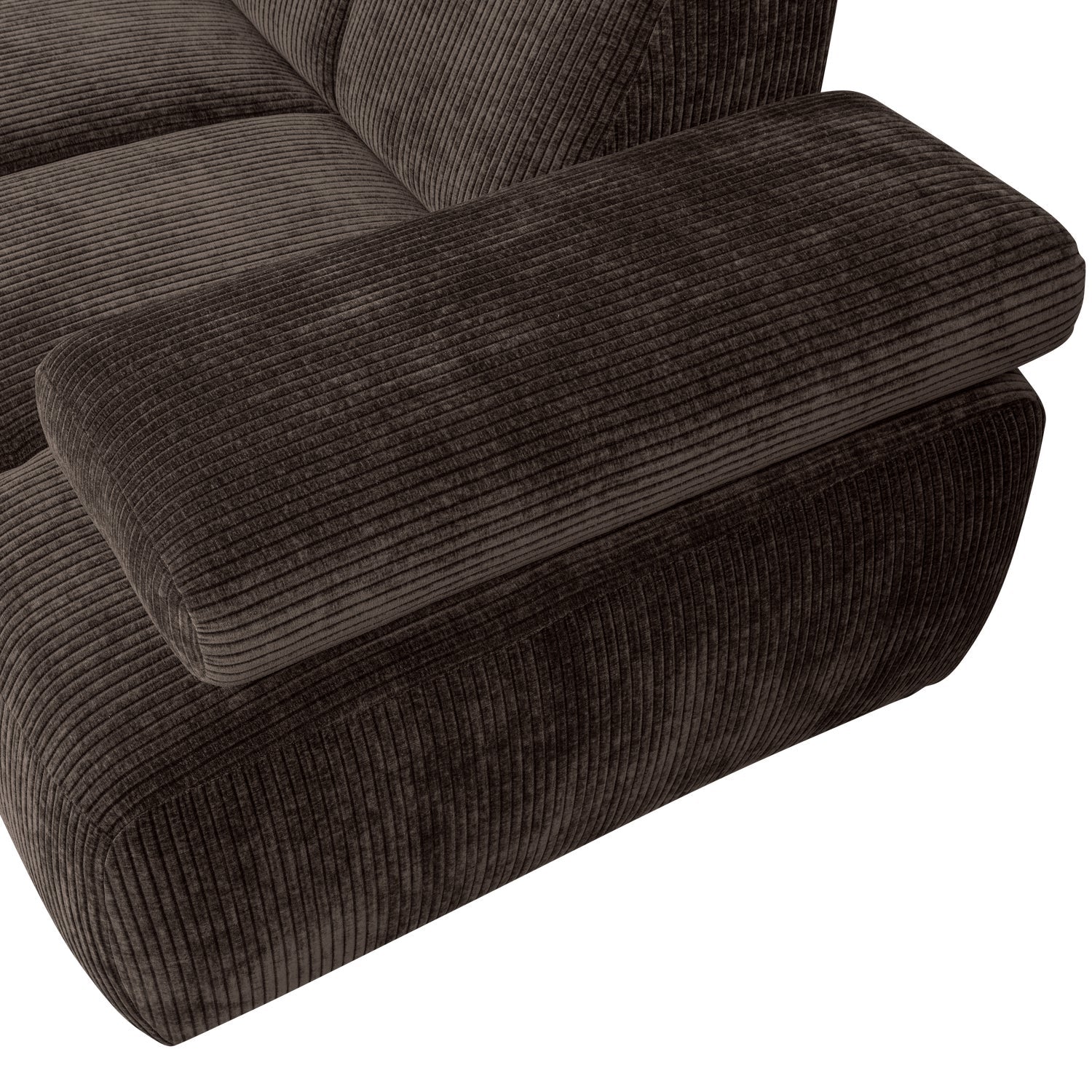 Left-facing modular corner sofa for 6 people in dark brown corduroy MOJO