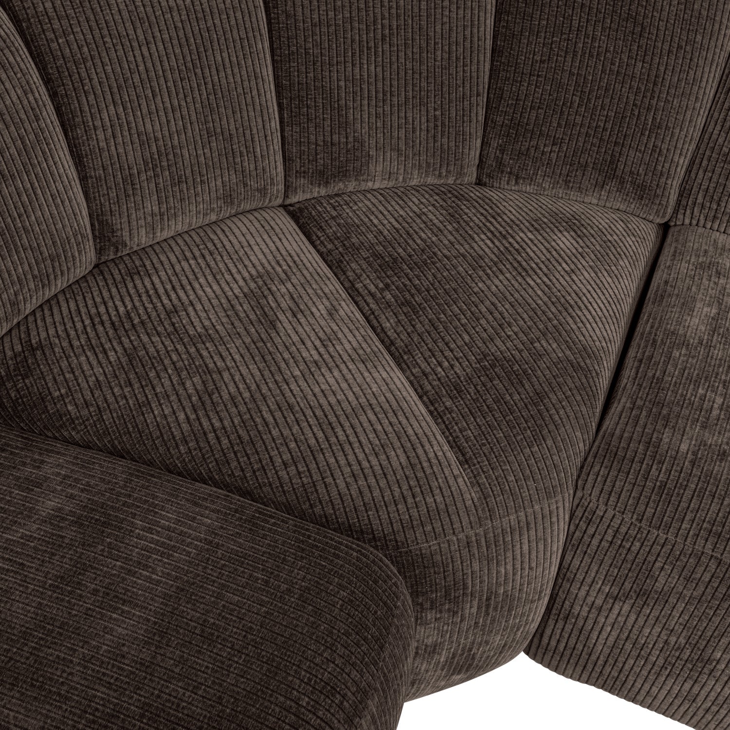 Left-facing modular corner sofa for 6 people in dark brown corduroy MOJO
