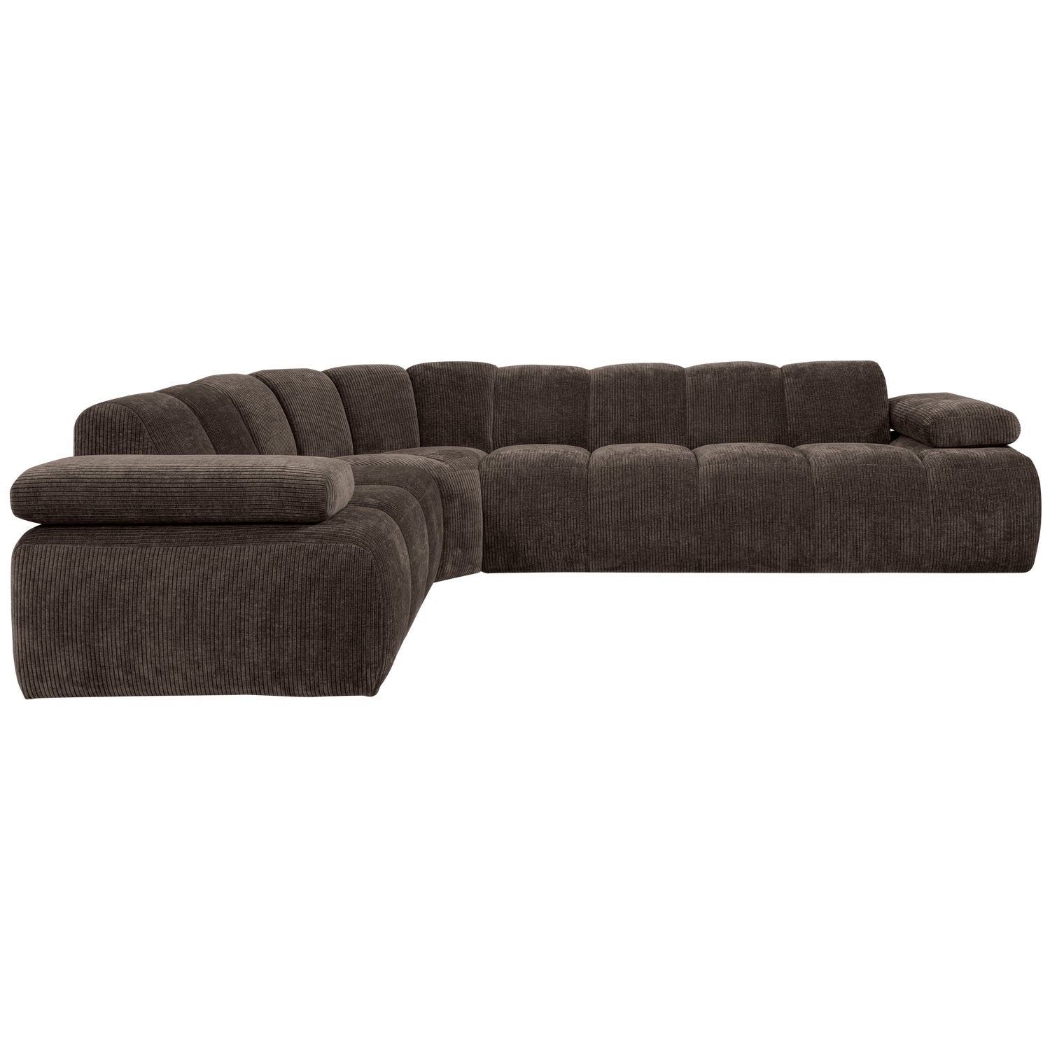 Left-facing modular corner sofa for 6 people in dark brown corduroy MOJO