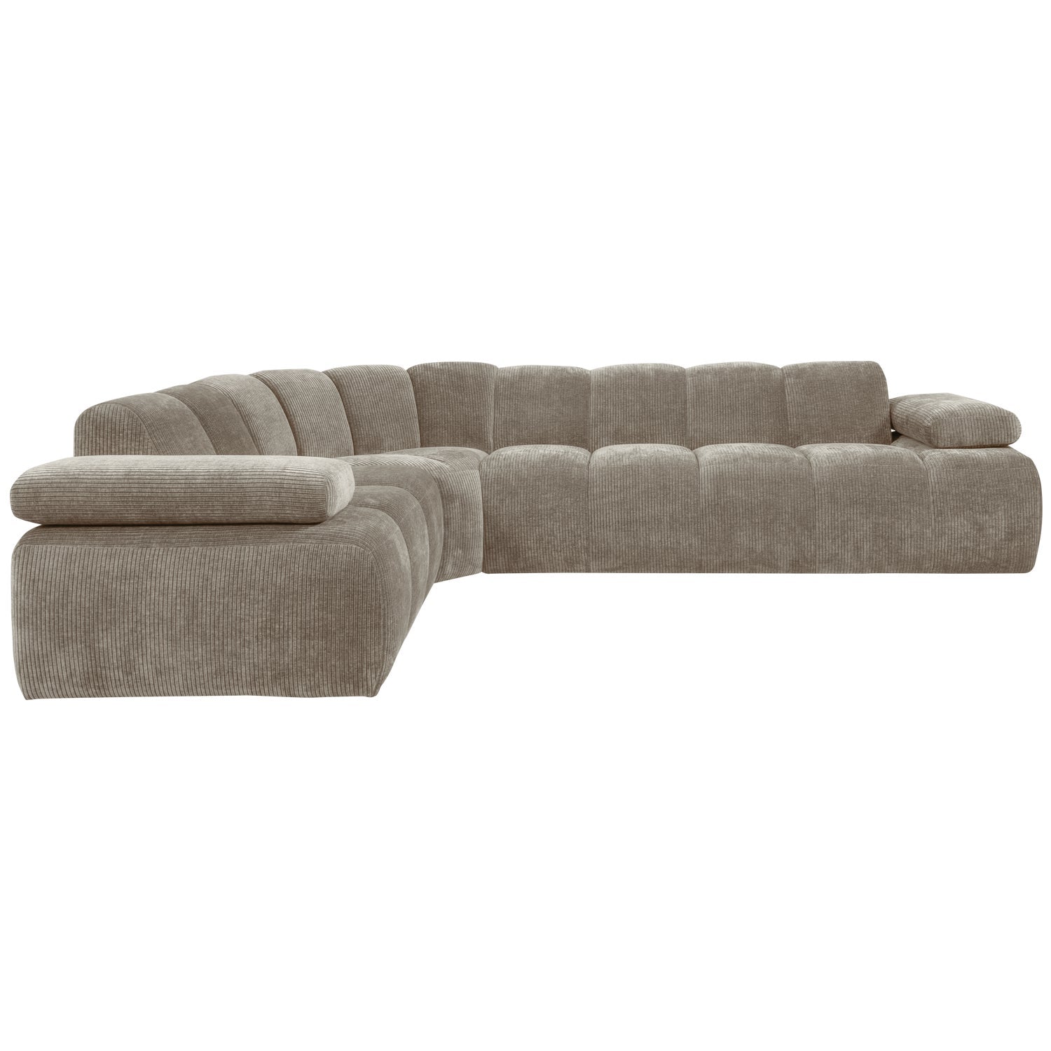 Left-facing modular corner sofa for 6 people MOJO in dark sandy corduroy