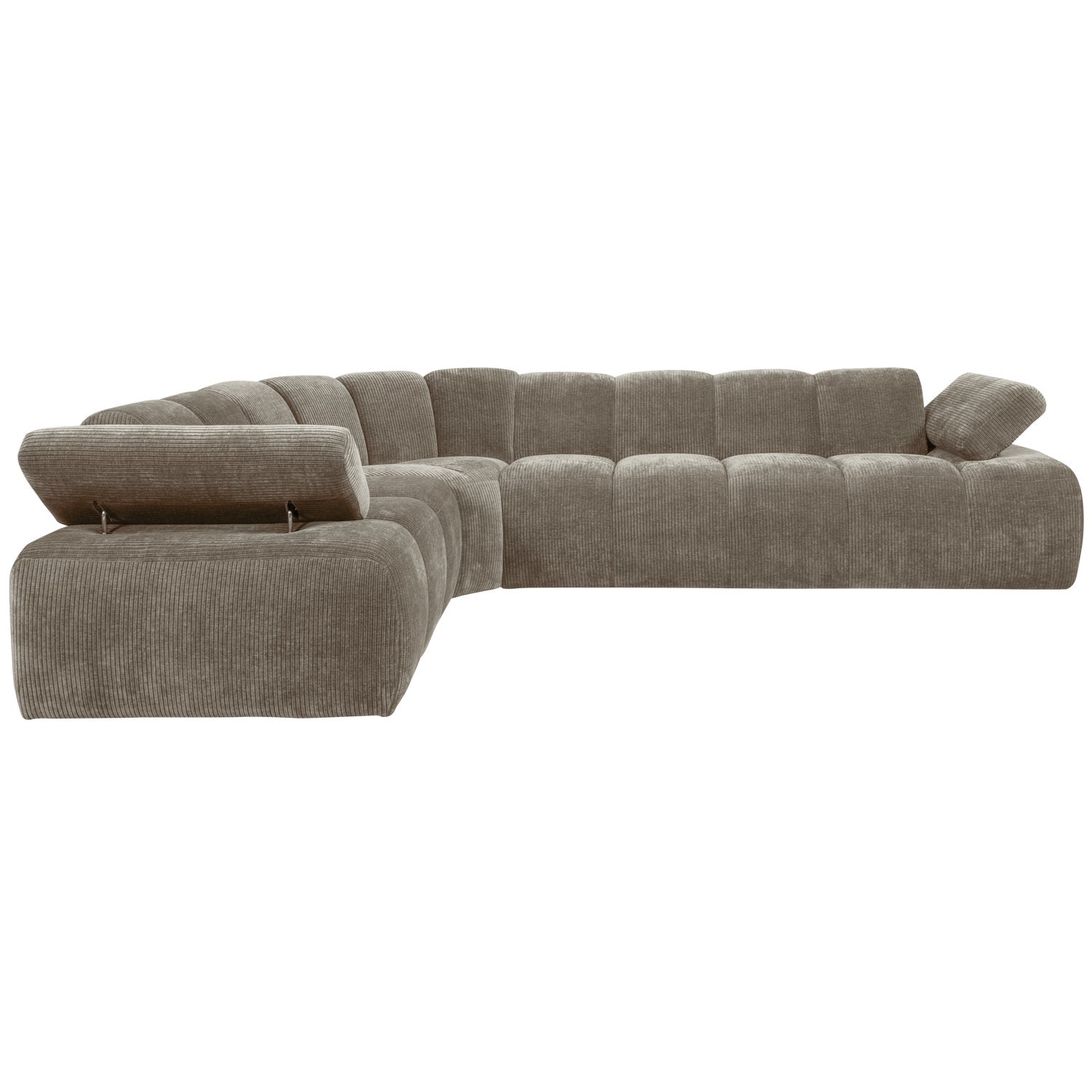 Left-facing modular corner sofa for 6 people MOJO in dark sandy corduroy