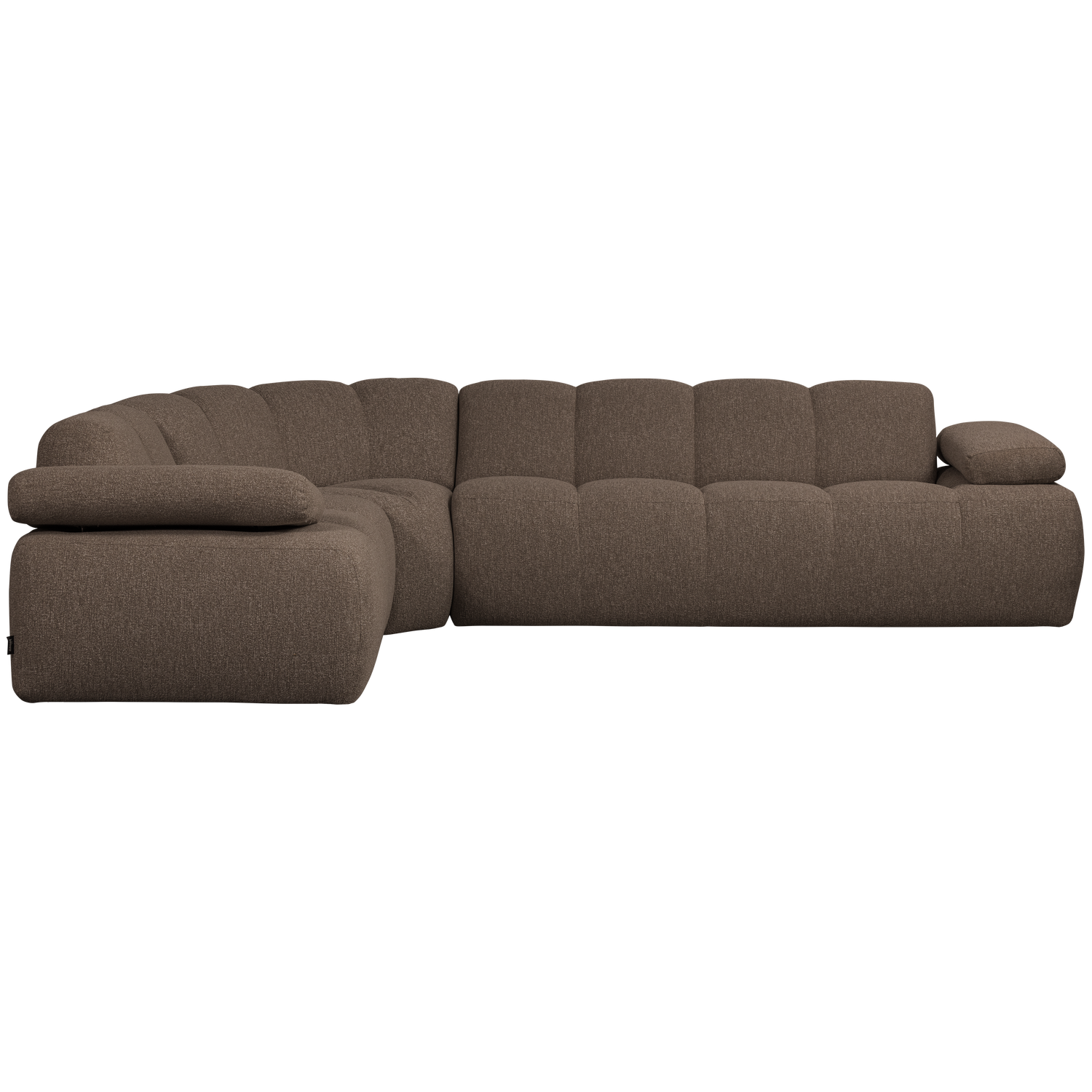 Left-facing modular sofa for 6 people MOJO in brown mélange boucle