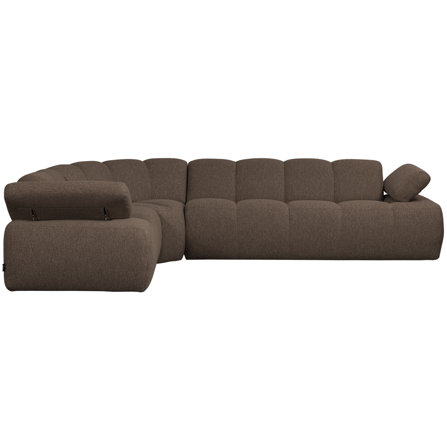Left-facing modular sofa for 6 people MOJO in brown mélange boucle