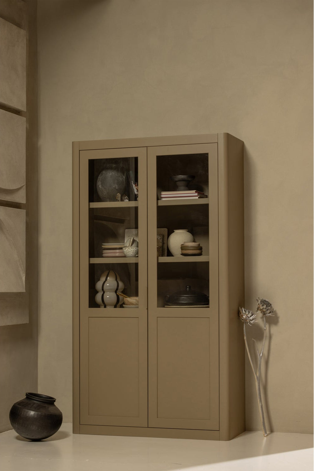 GUNNAR Display Cabinet Beige