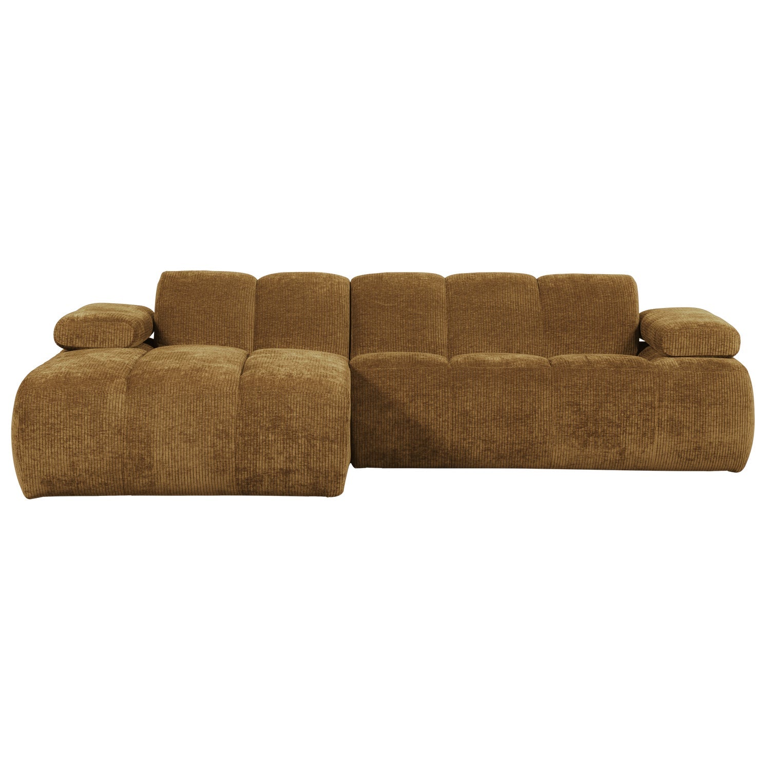 Left-facing modular corner sofa MOJO in dark honey corduroy
