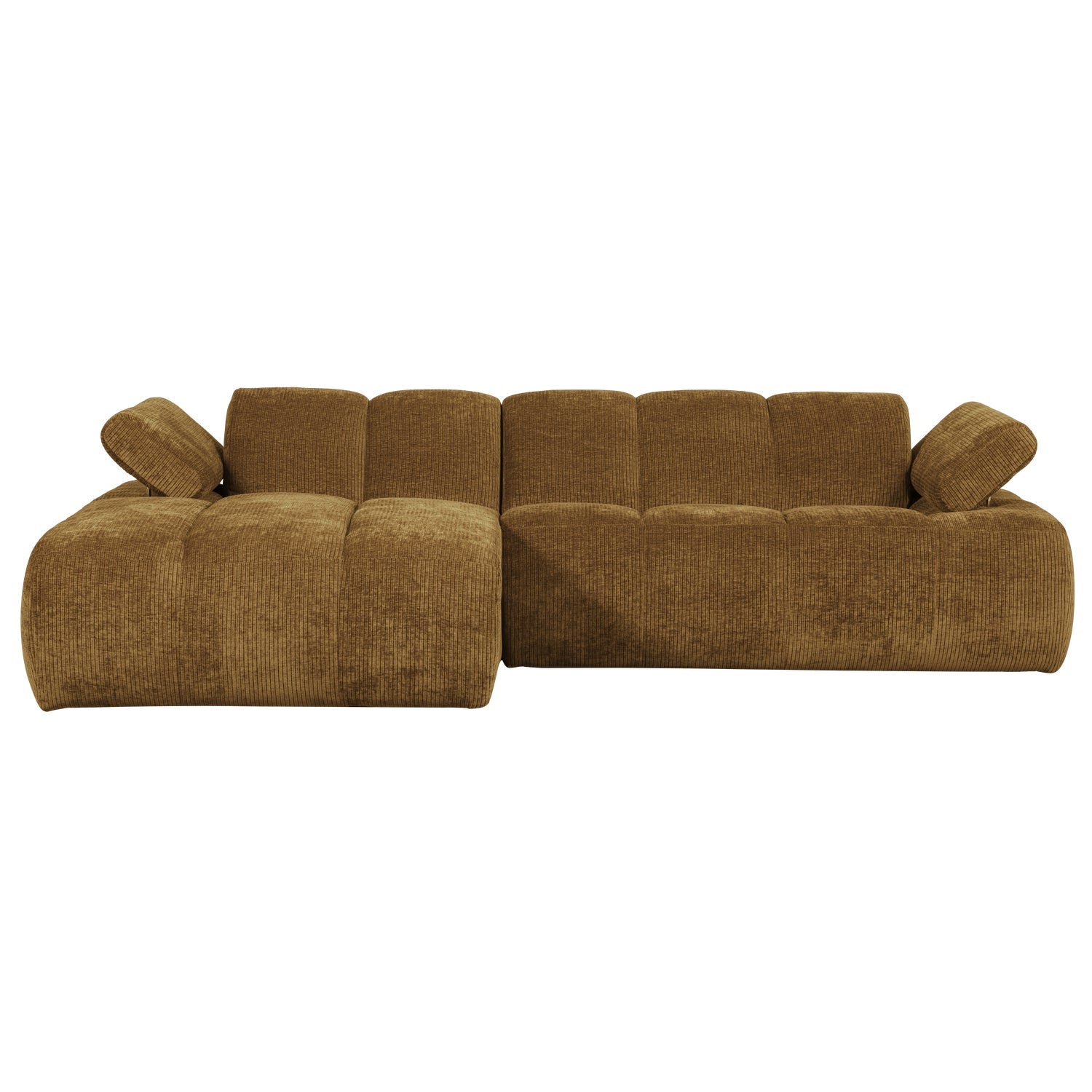 Left-facing modular corner sofa MOJO in dark honey corduroy
