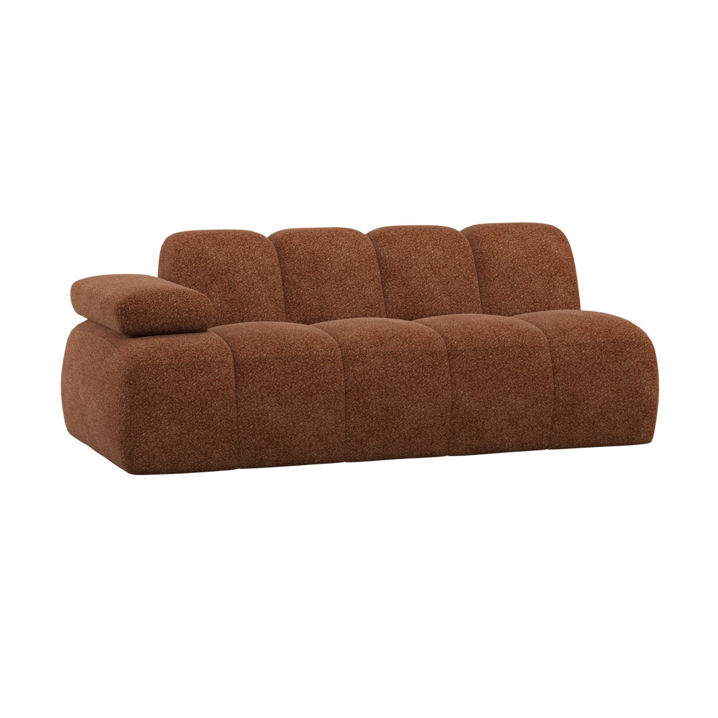 MOJO Modular Sofa - Left-Facing 2-Seater in Rusty Brown Boucle