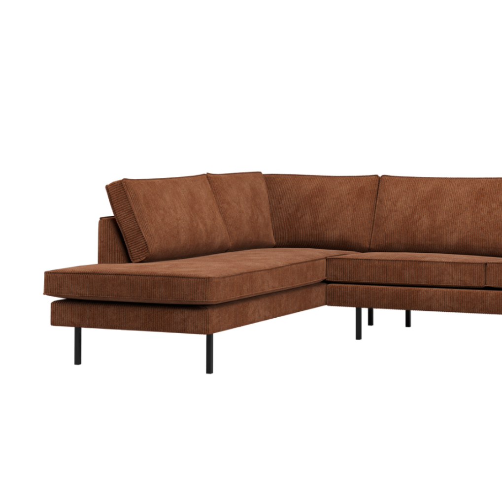Left-facing corner sofa RODEO rusty brown corduroy