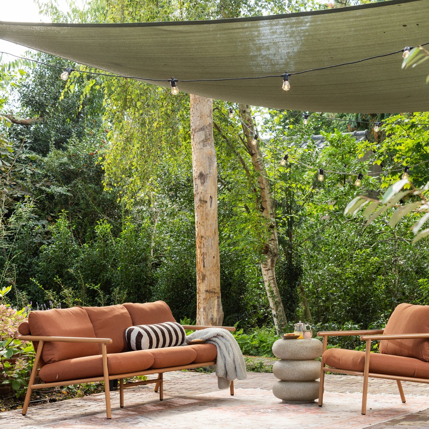 Symmetrical Garden Corner Sofa CAVERO Brick