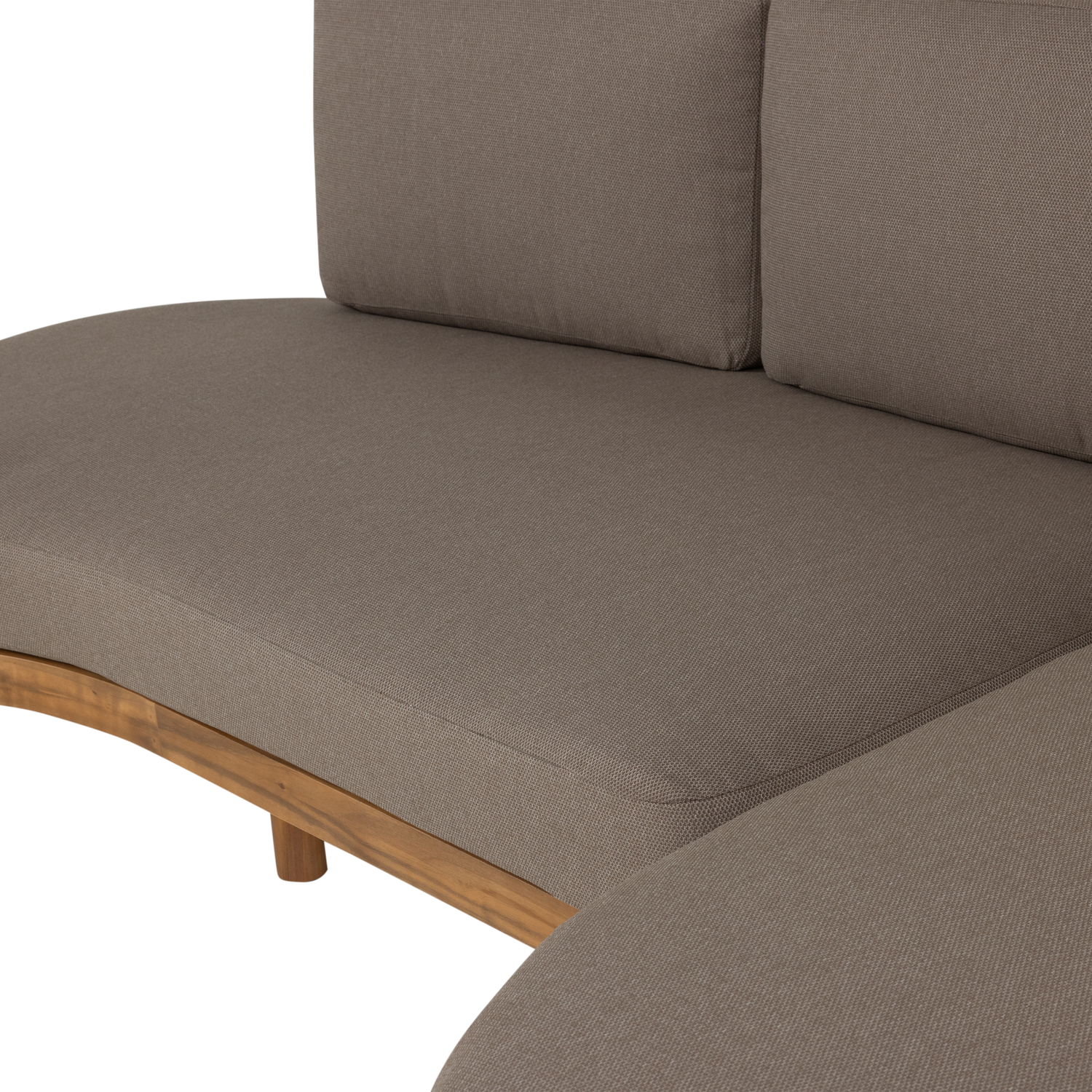 Right-facing garden corner sofa ZINTO in gray with an acacia wood base