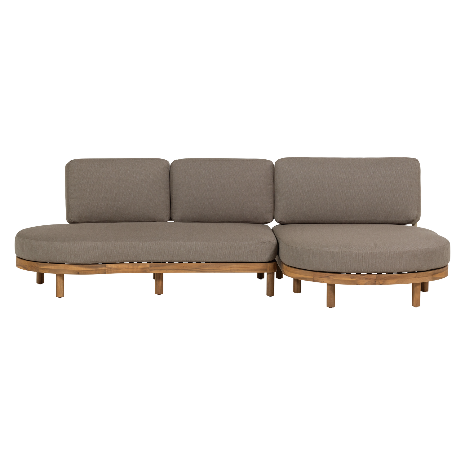 Right-facing garden corner sofa ZINTO in gray with an acacia wood base