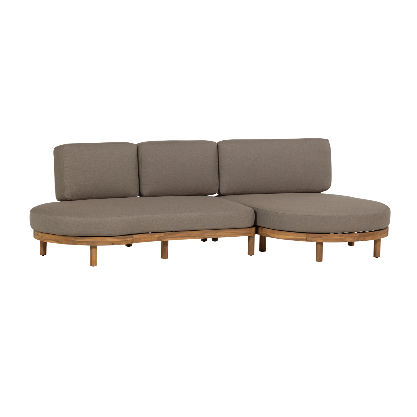 Right-facing garden corner sofa ZINTO in gray with an acacia wood base