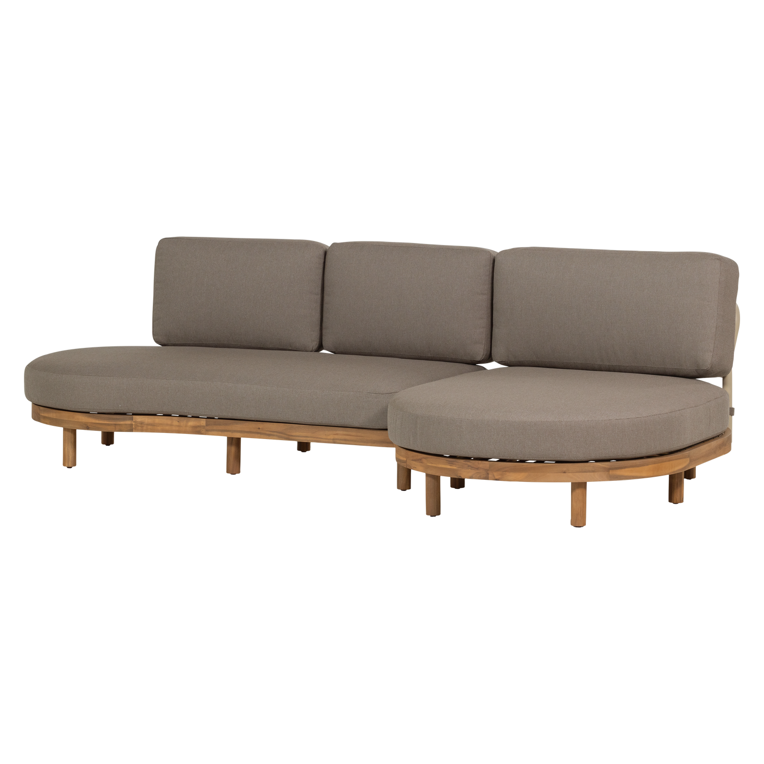 Right-facing garden corner sofa ZINTO in gray with an acacia wood base