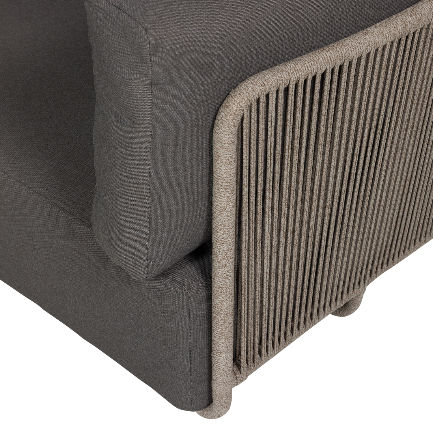 Symmetrical Garden Corner Sofa SORA in Gray with Brown Frame